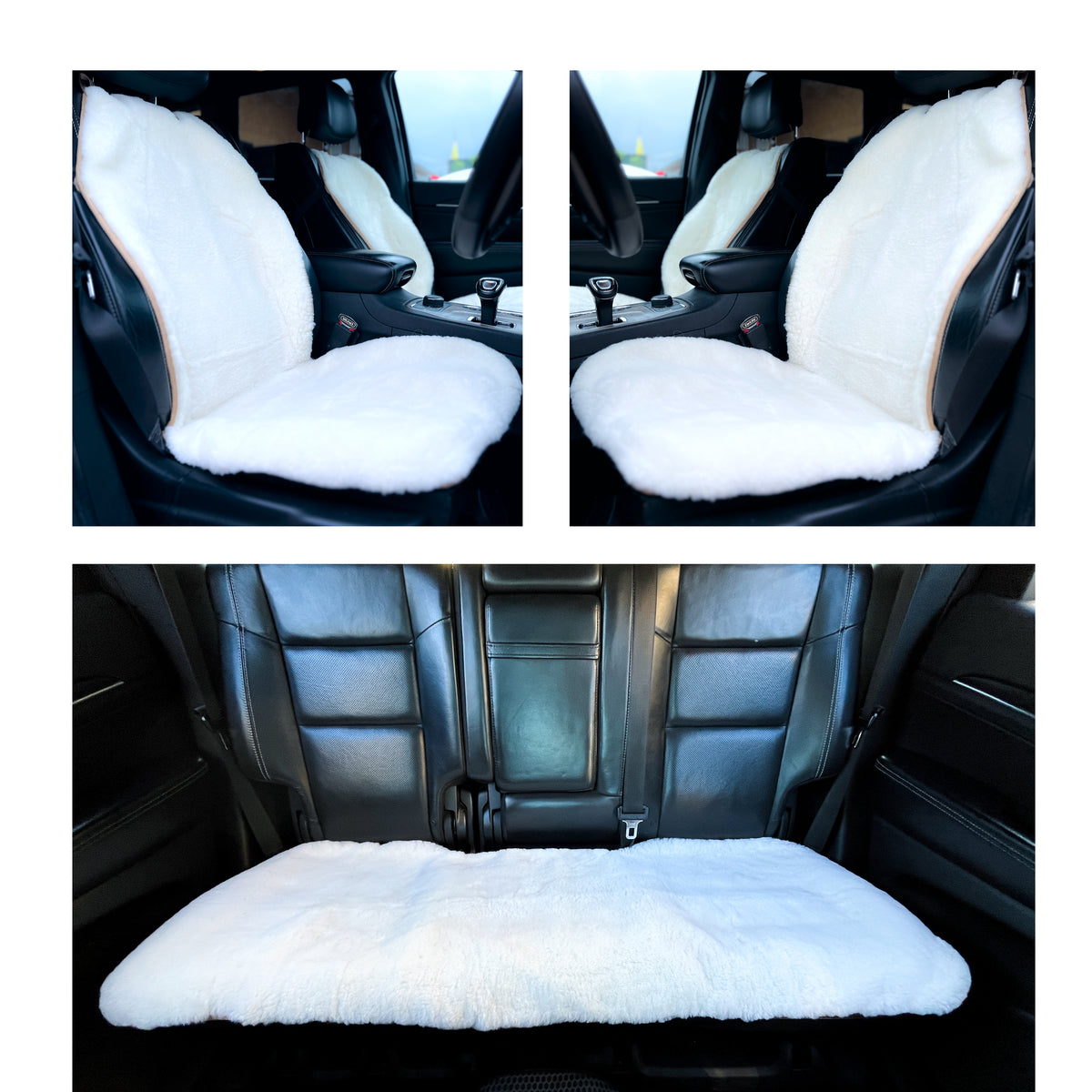 Maxi Sheepskin Car Seat Covers Black (120×60 cm) – Natural Fur Universal Fit