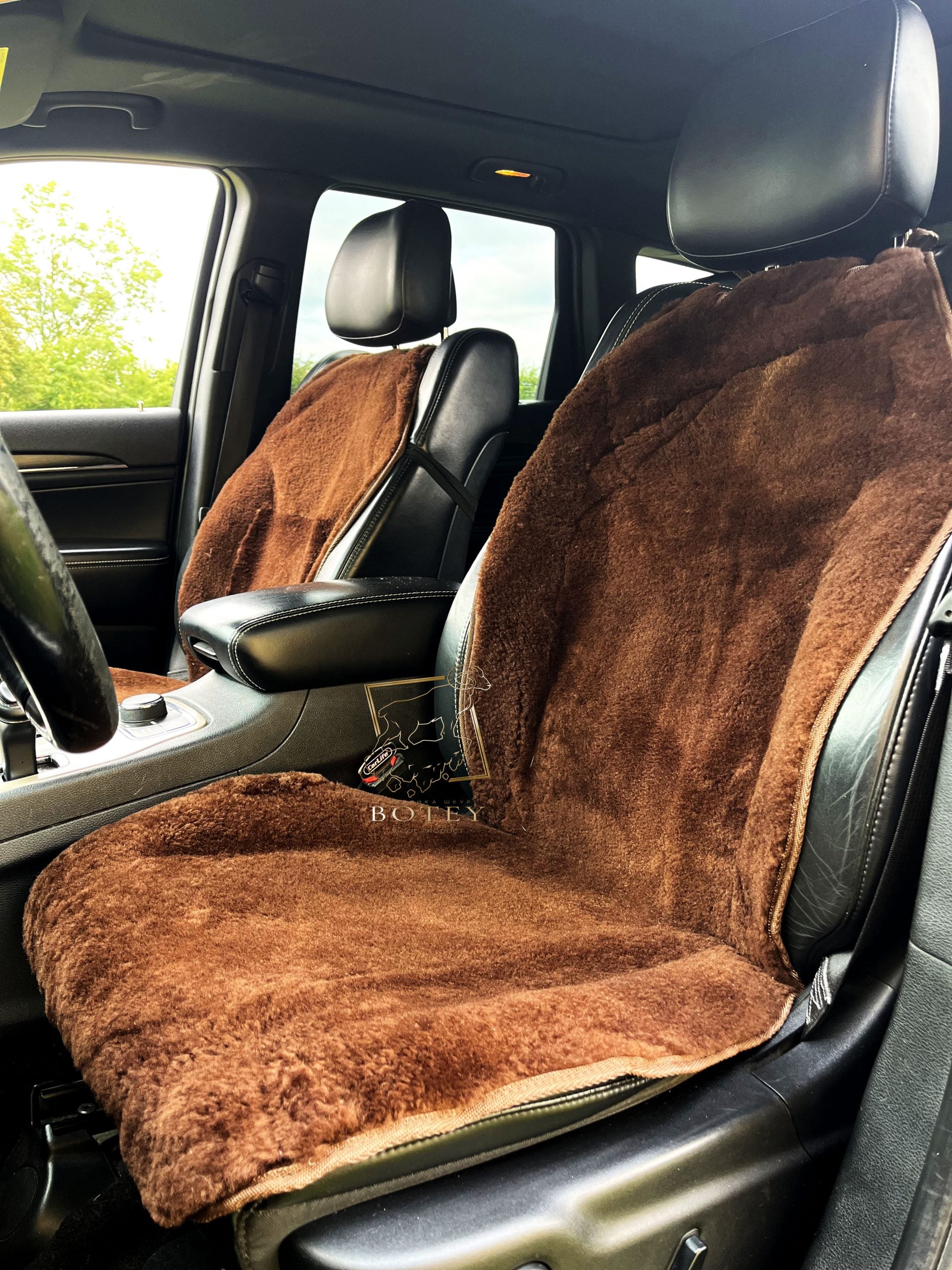 Maxi Sheepskin Car Seat Covers Brown (120×56cm) – Natural Fur Universal Fit