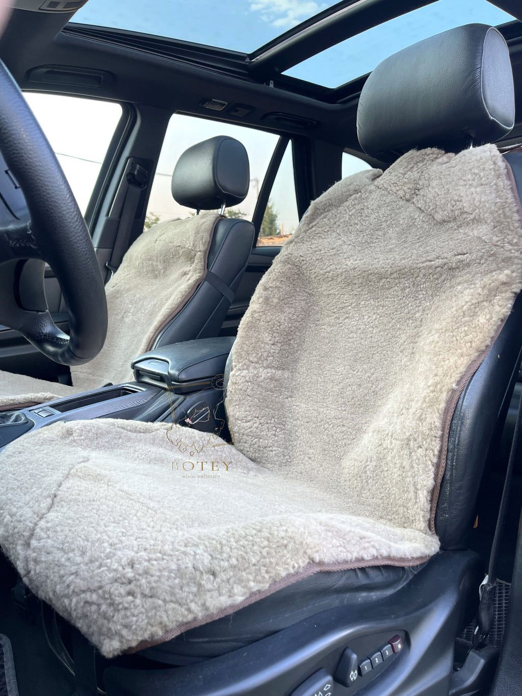 Maxi Sheepskin Car Seat Cover Coffee (120×56 cm) – Natural Fur Universal Fit
