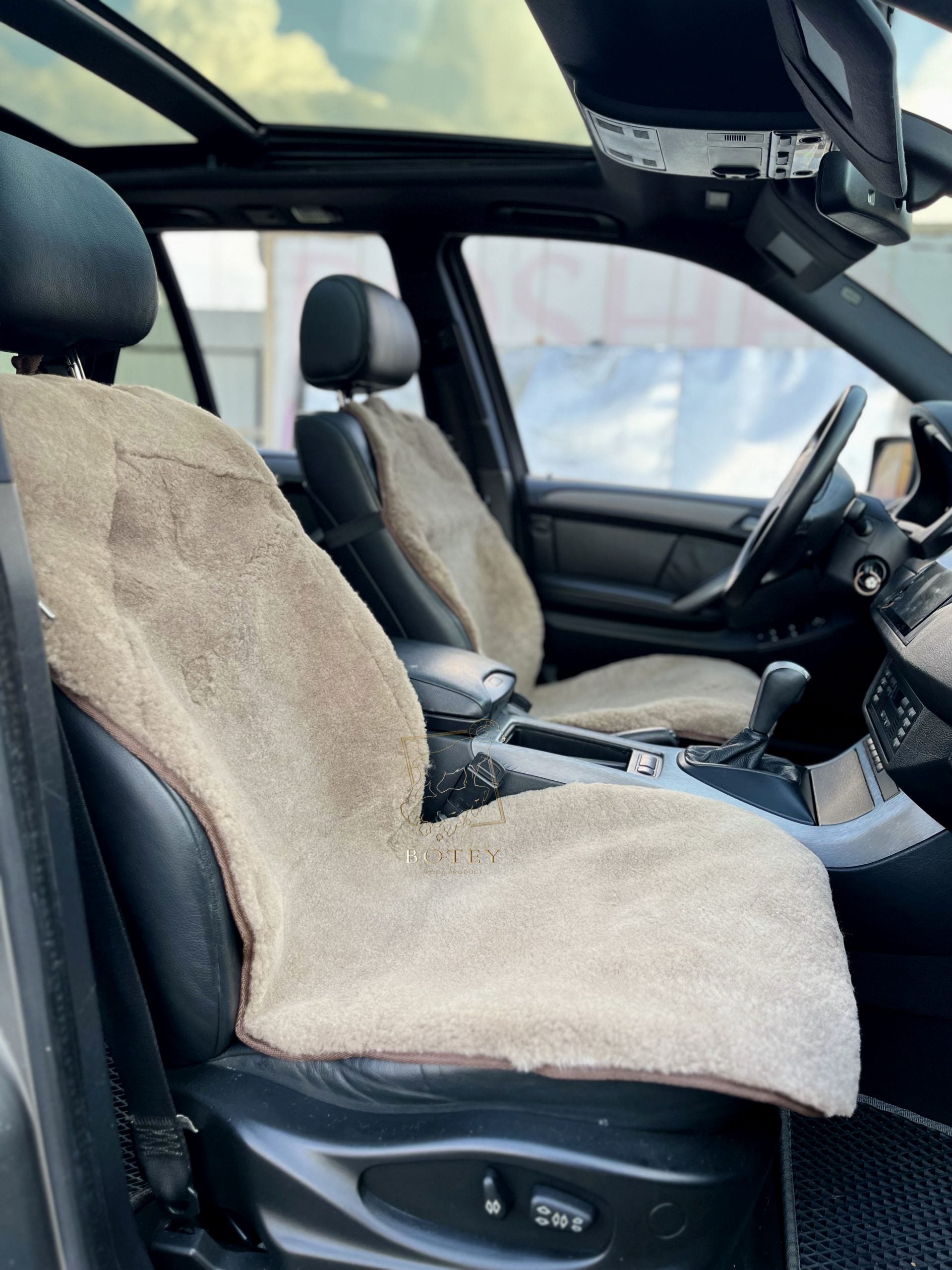 Maxi Sheepskin Car Seat Cover Coffee (120×56 cm) – Natural Fur Universal Fit