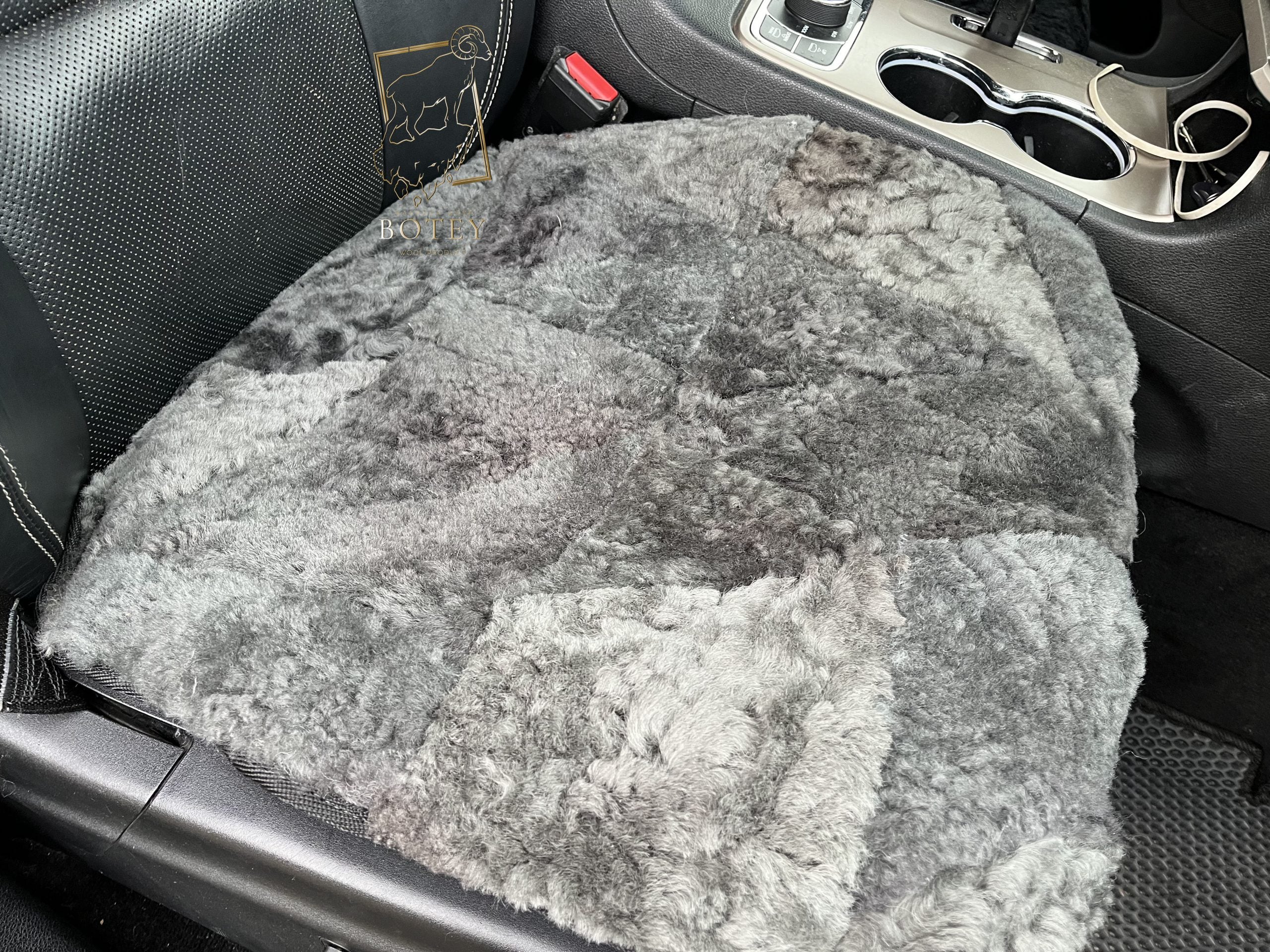 Graphite Sheepskin Front Seat Covers (Patchwork) – 100% Natural Universal Fit
