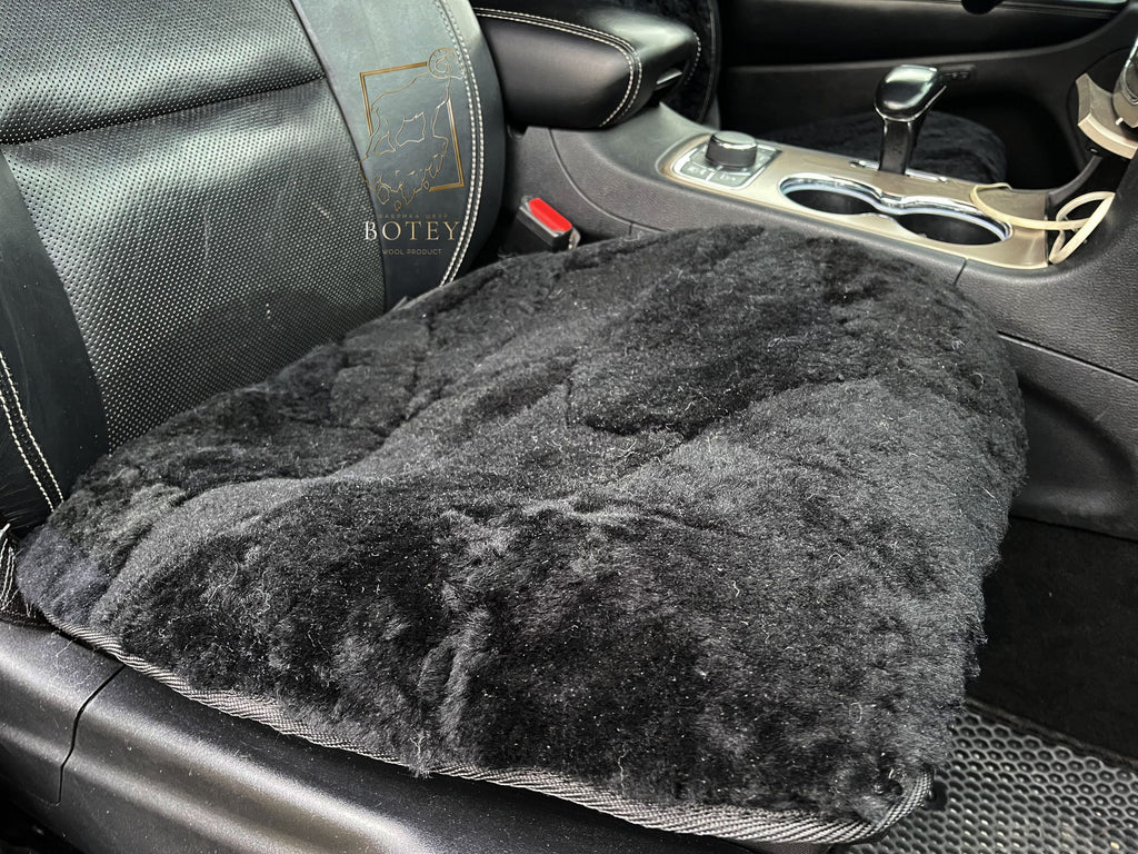 Black Sheepskin Front Seat Covers (Patchwork) – 100% Natural Universal Fit