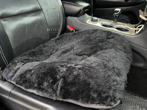 Black Sheepskin Front Seat Covers (Patchwork) – 100% Natural Universal Fit