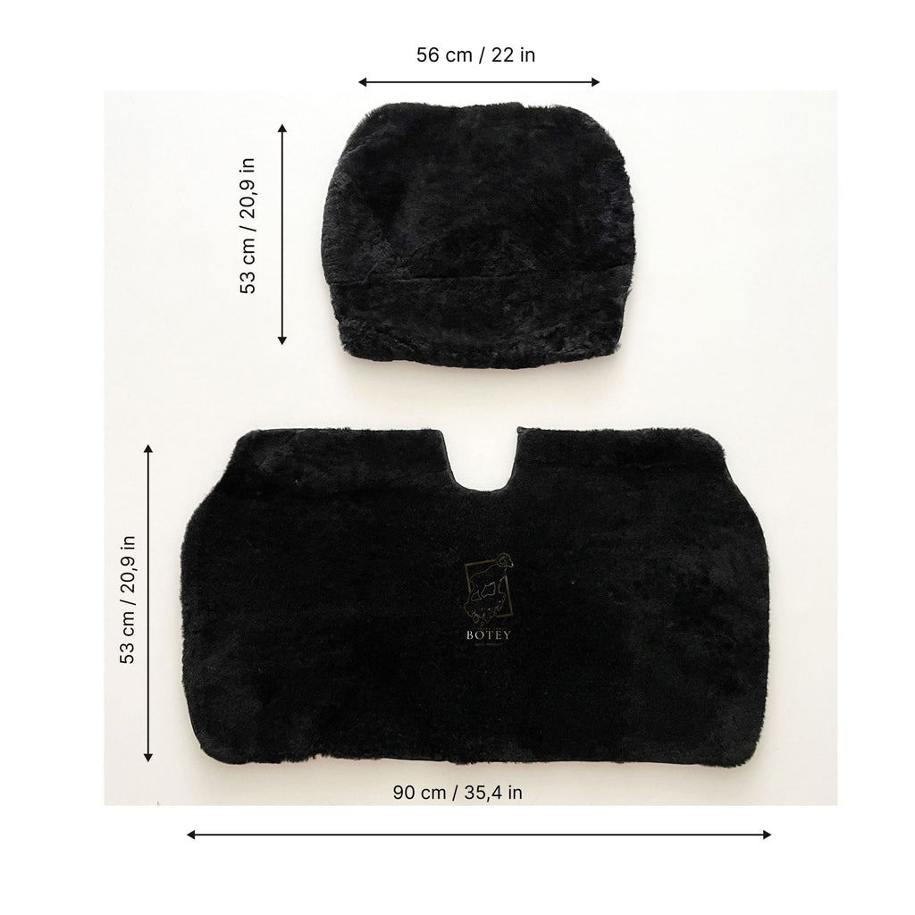 Sheepskin Van Seat Covers (1+2) Black – Natural Fur Universal Fit