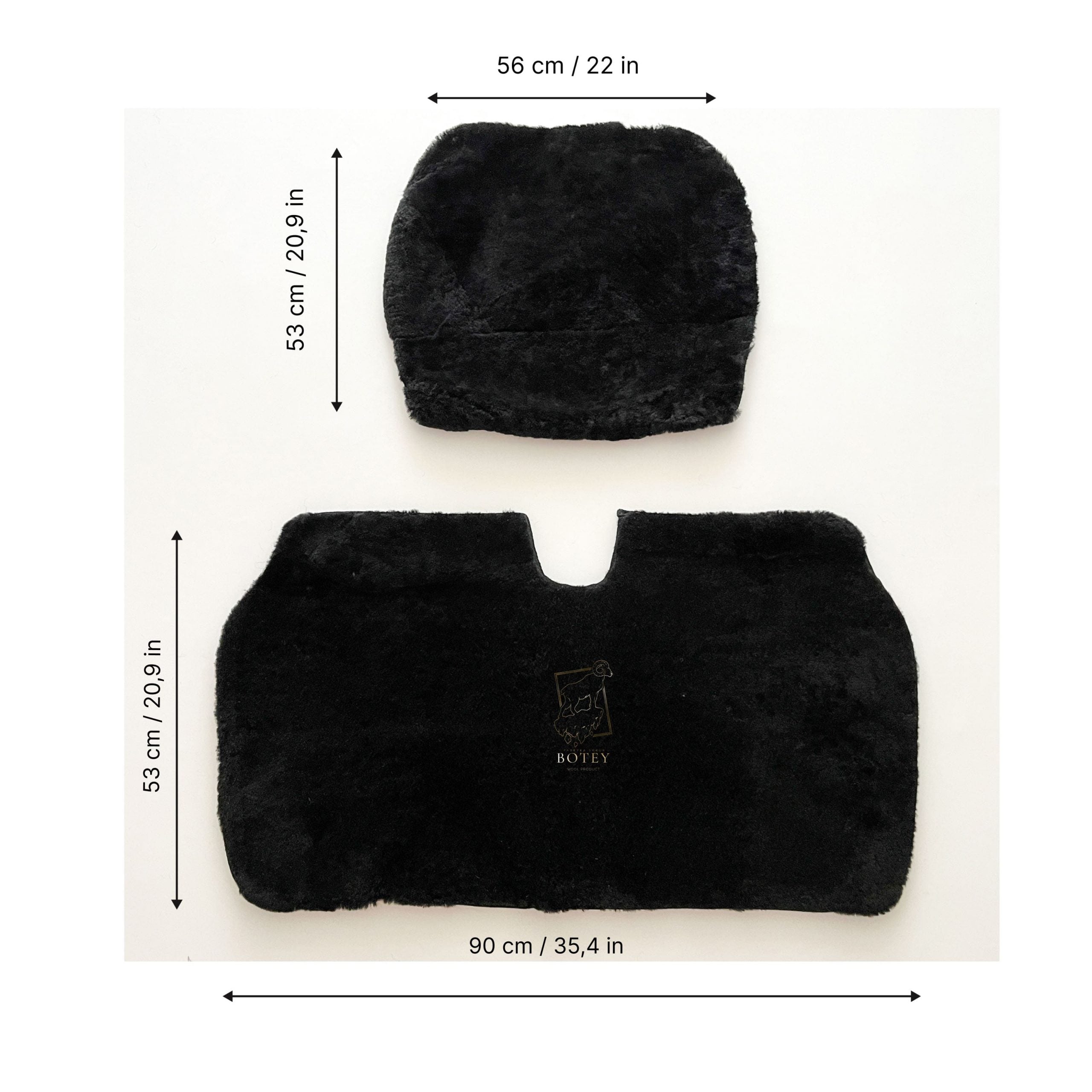 Sheepskin Van Seat Covers (1+2) Black – Natural Fur Universal Fit