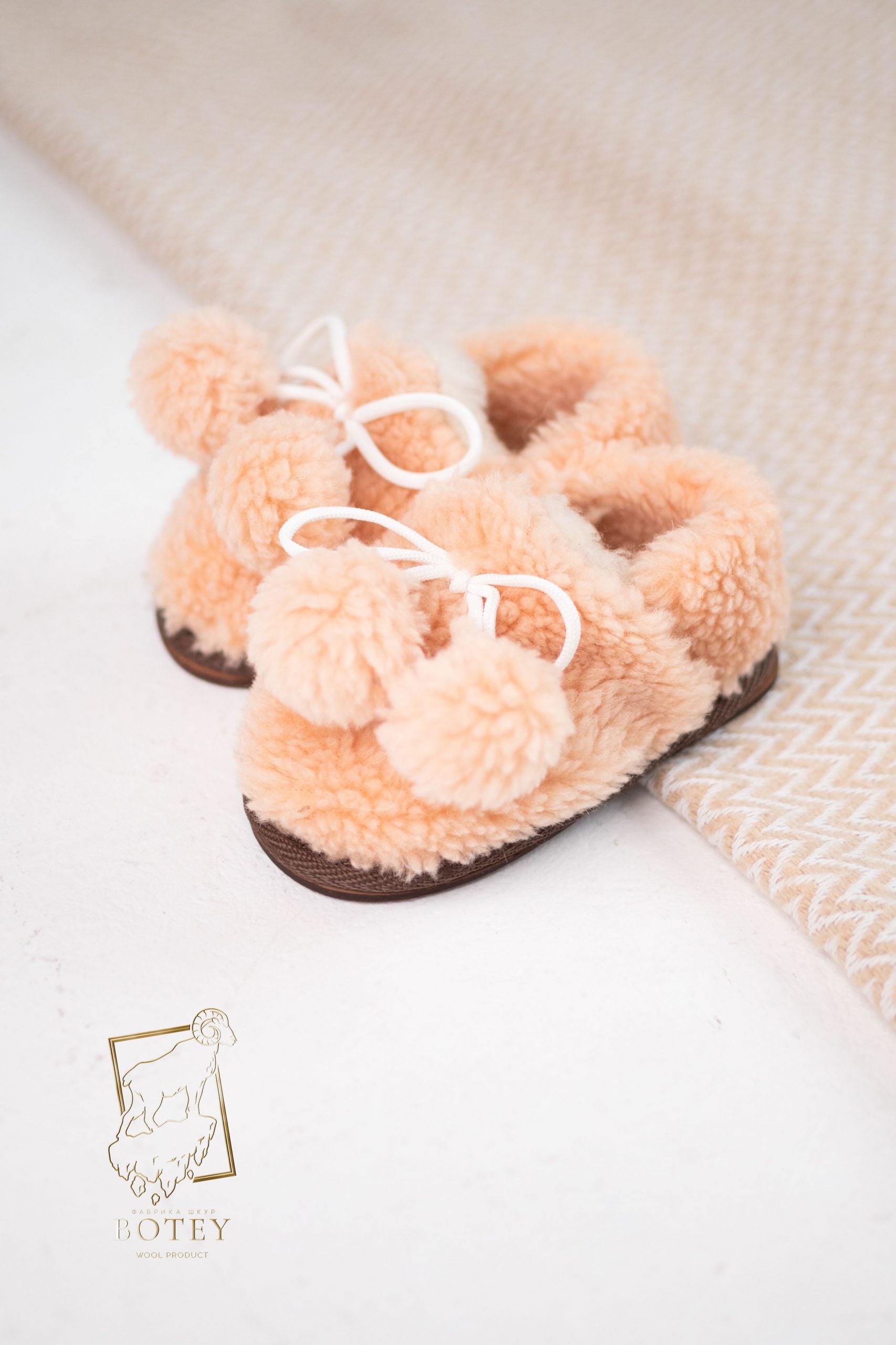 Kids Sheepskin Slippers – Soft Home & Kindergarten Shoes (Sizes 25–34)