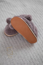 Kids Sheepskin Slippers – Soft Home & Kindergarten Shoes Purple (Sizes 25–34)