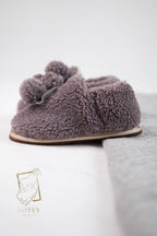 Kids Sheepskin Slippers – Soft Home & Kindergarten Shoes Purple (Sizes 25–34)