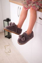 Kids Sheepskin Slippers – Soft Home & Kindergarten Shoes Purple (Sizes 25–34)