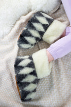 Sheepskin Slippers “Diamonds” – Warm Natural Wool Home Boots (Sizes 36–45)