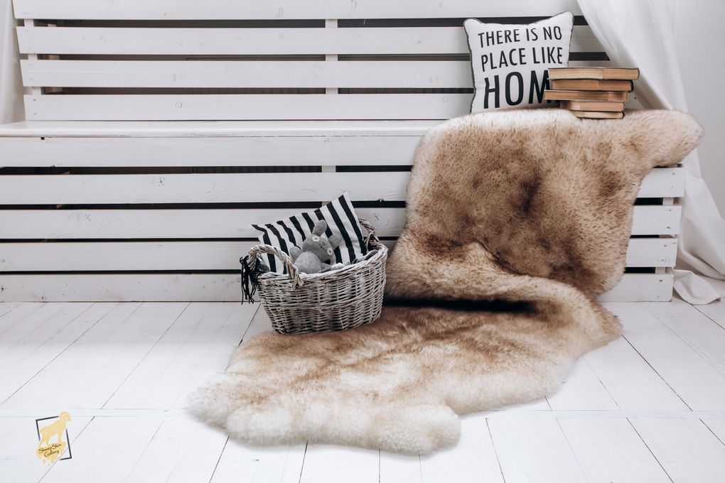 Short Wool Sheepskin Rug 2-in-1 (200×70 cm) – Coffee Fur Carpet