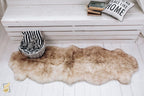 Short Wool Sheepskin Rug 2-in-1 (200×70 cm) – Coffee Fur Carpet