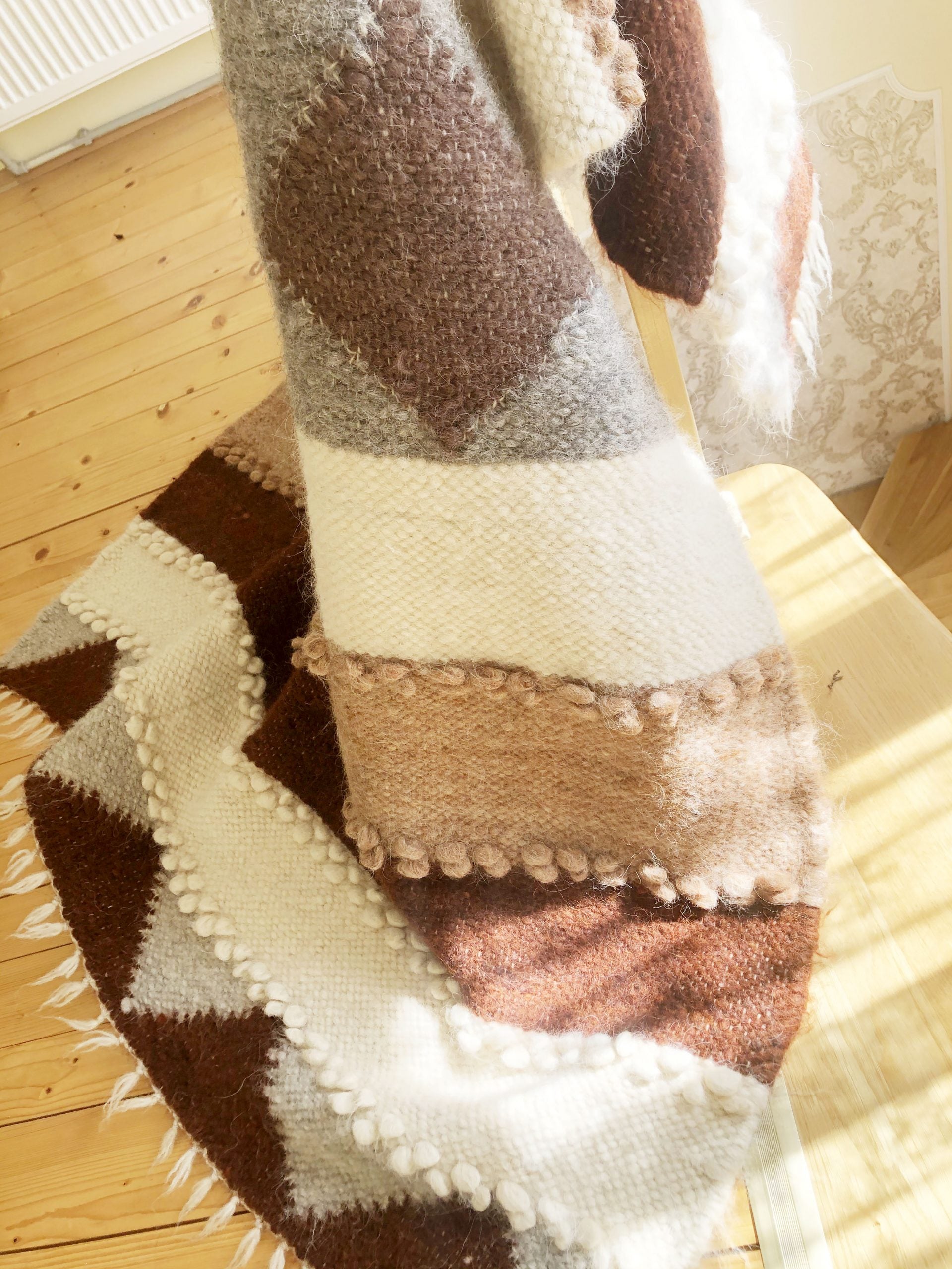 Carpathian Wool Blanket “Pastel” 150×200 cm – Premium Handmade Natural Wool