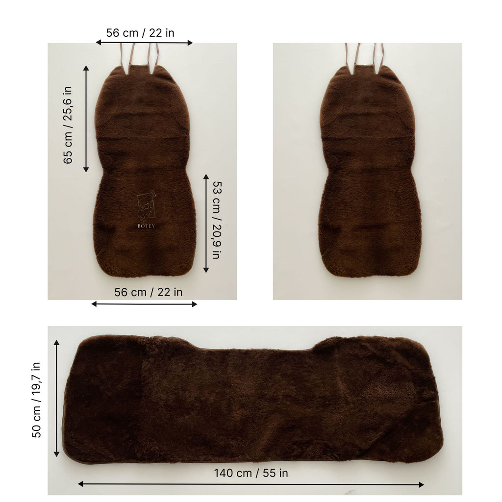 Maxi Sheepskin Car Seat Covers Brown (120×56cm) – Natural Fur Universal Fit