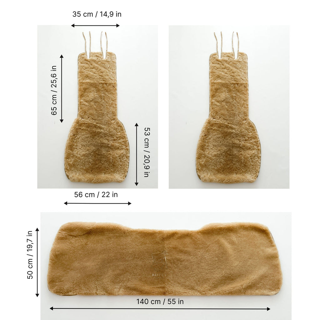 Mini Sheepskin Car Seat Covers Beige (120×56 cm) – Natural Fur Universal Fit