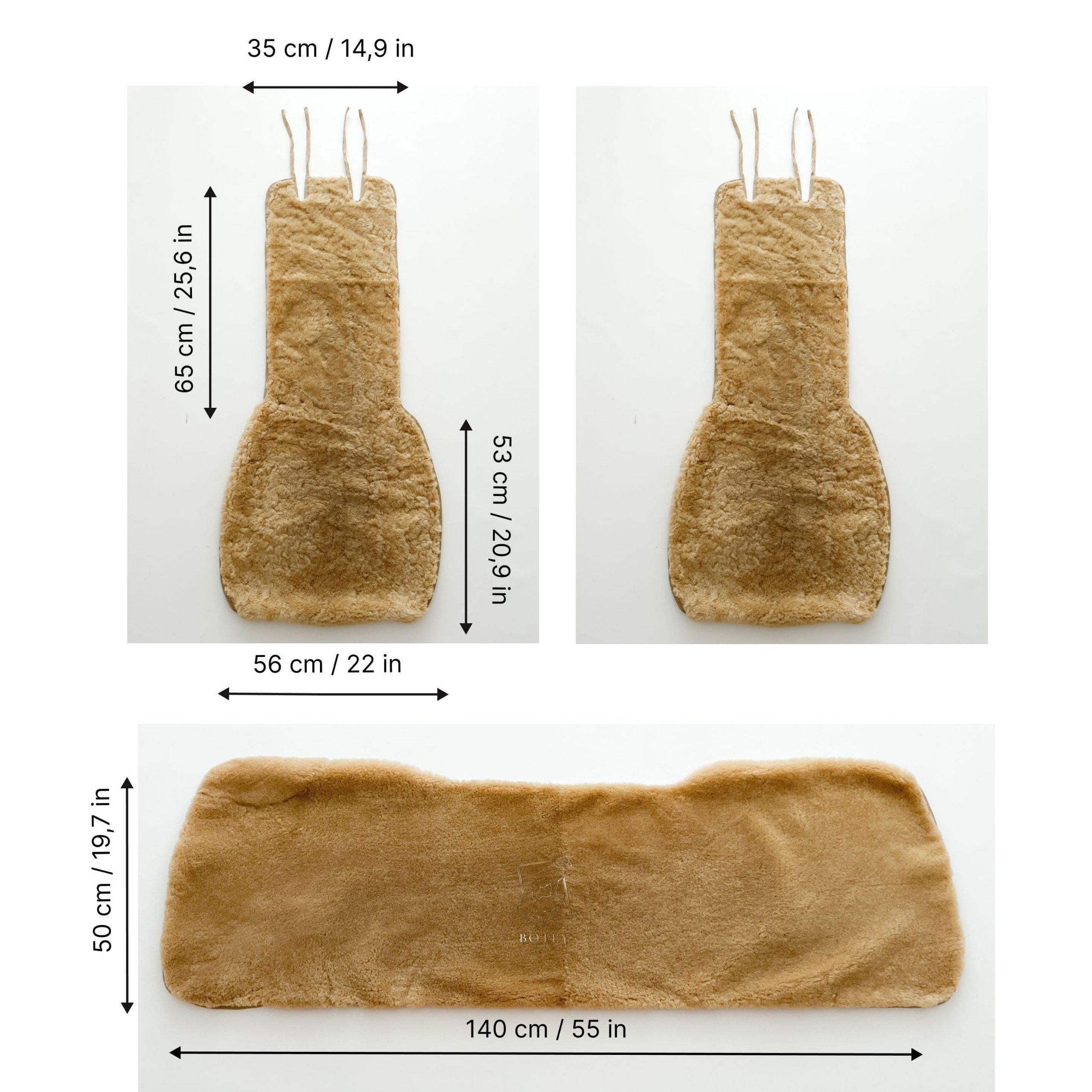 Mini Sheepskin Car Seat Covers Beige (120×56 cm) – Natural Fur Universal Fit
