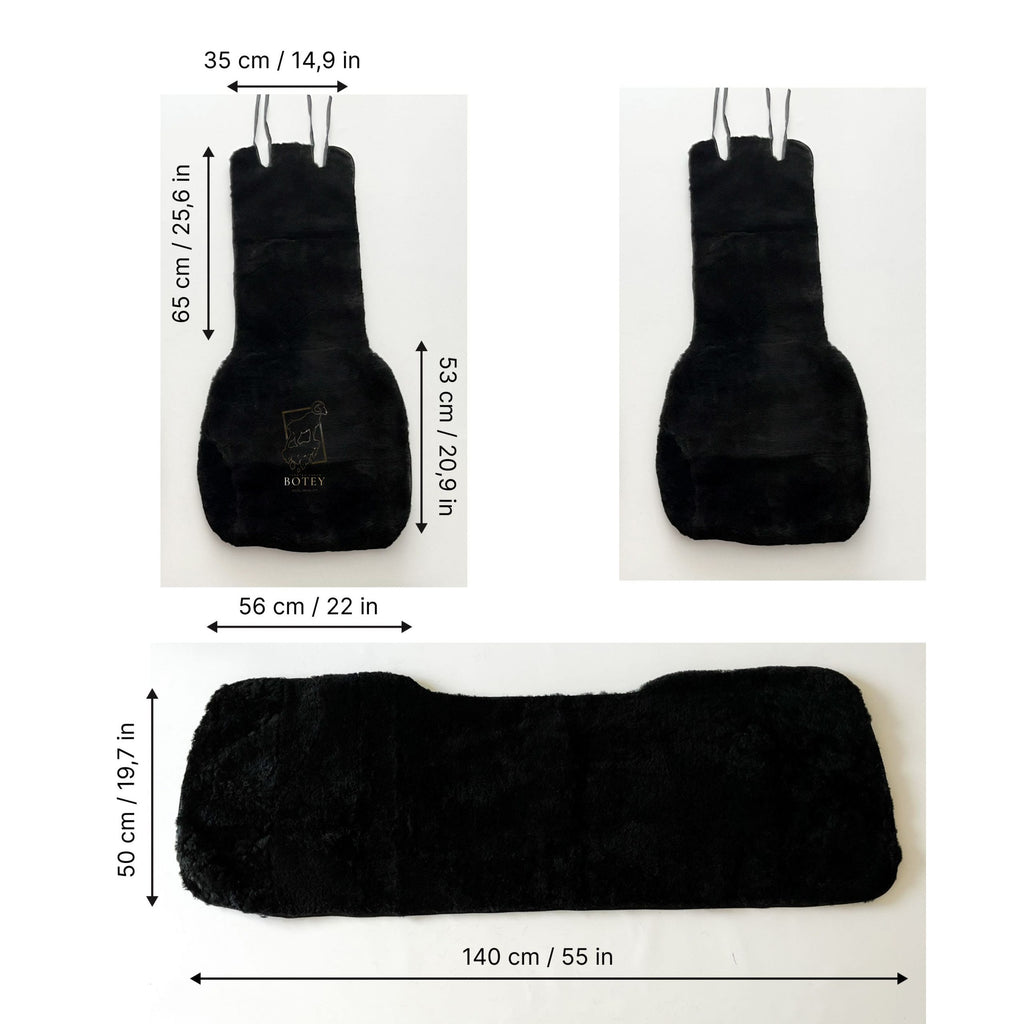Mini Sheepskin Car Seat Covers Black (120×56 cm) – Natural Fur Universal Fit