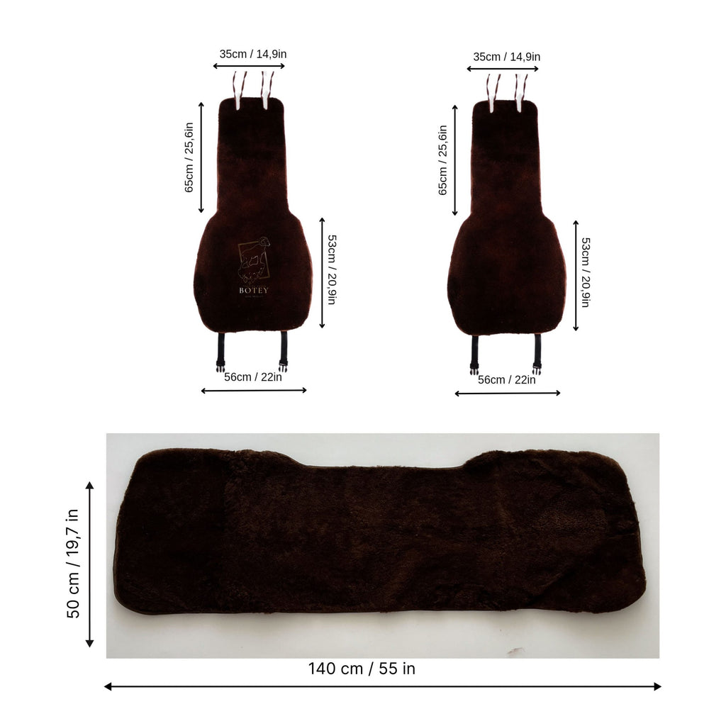 Mini Sheepskin Car Seat Covers Brown (120×56 cm) – Natural Fur Universal Fit