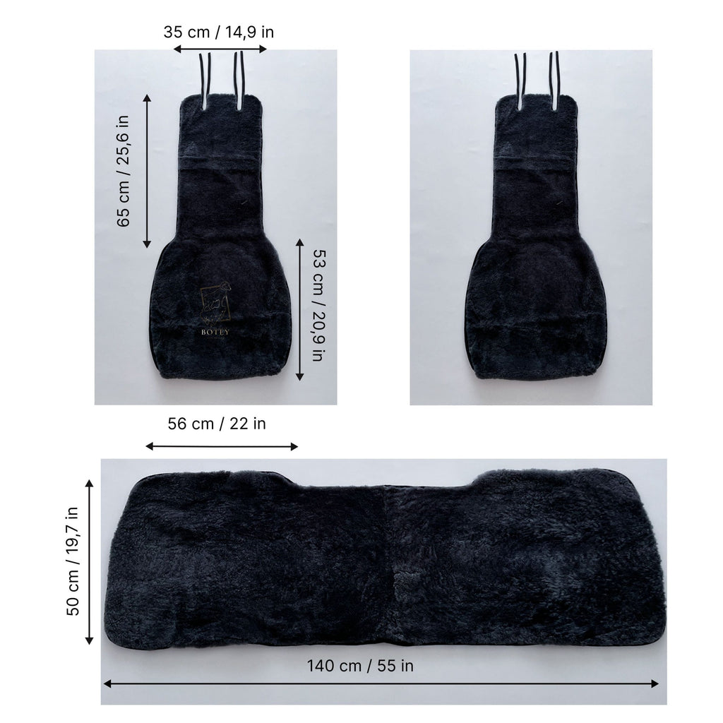 Mini Sheepskin Car Seat Covers Grey (120×56 cm) – Natural Fur Universal Fit