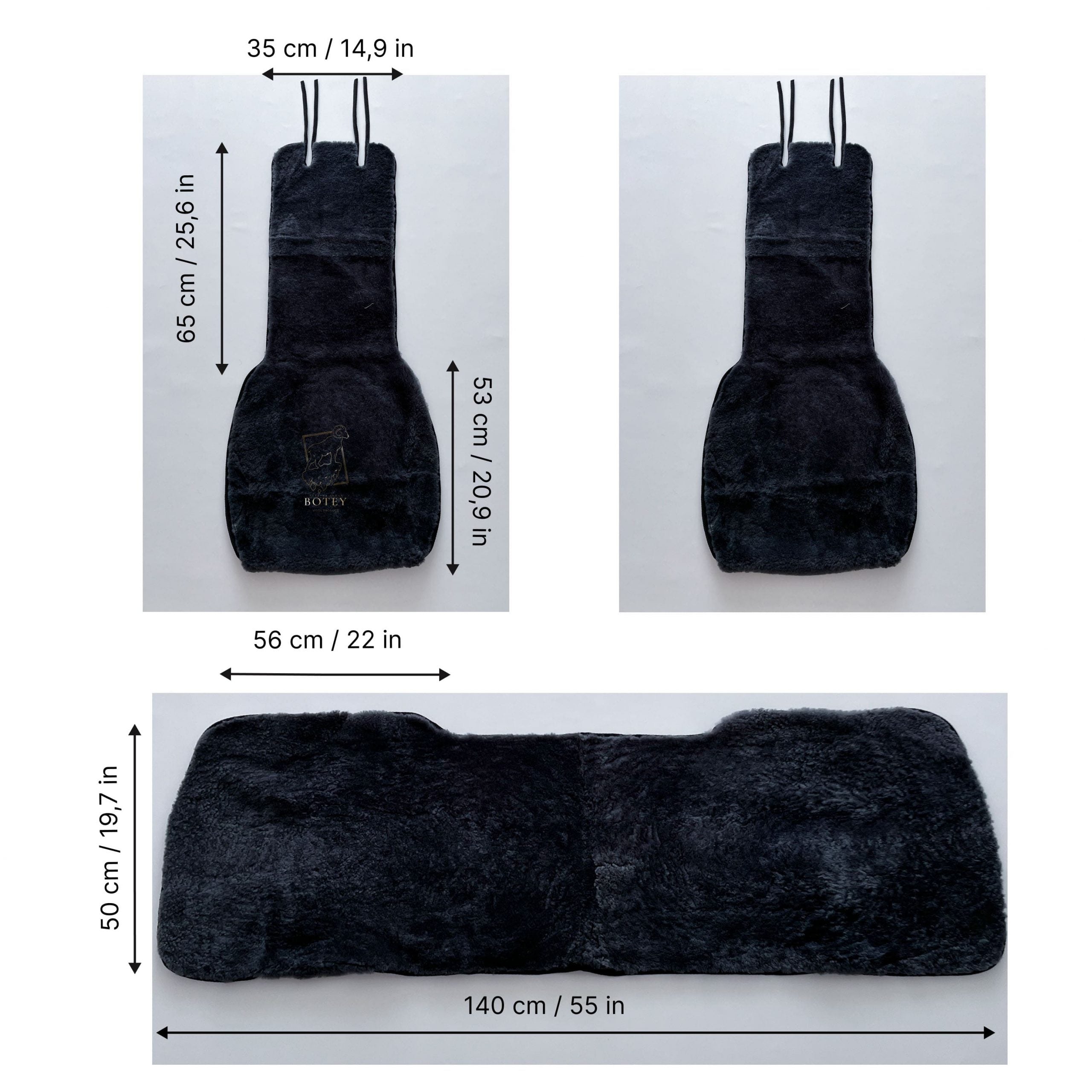 Mini Sheepskin Car Seat Covers Grey (120×56 cm) – Natural Fur Universal Fit