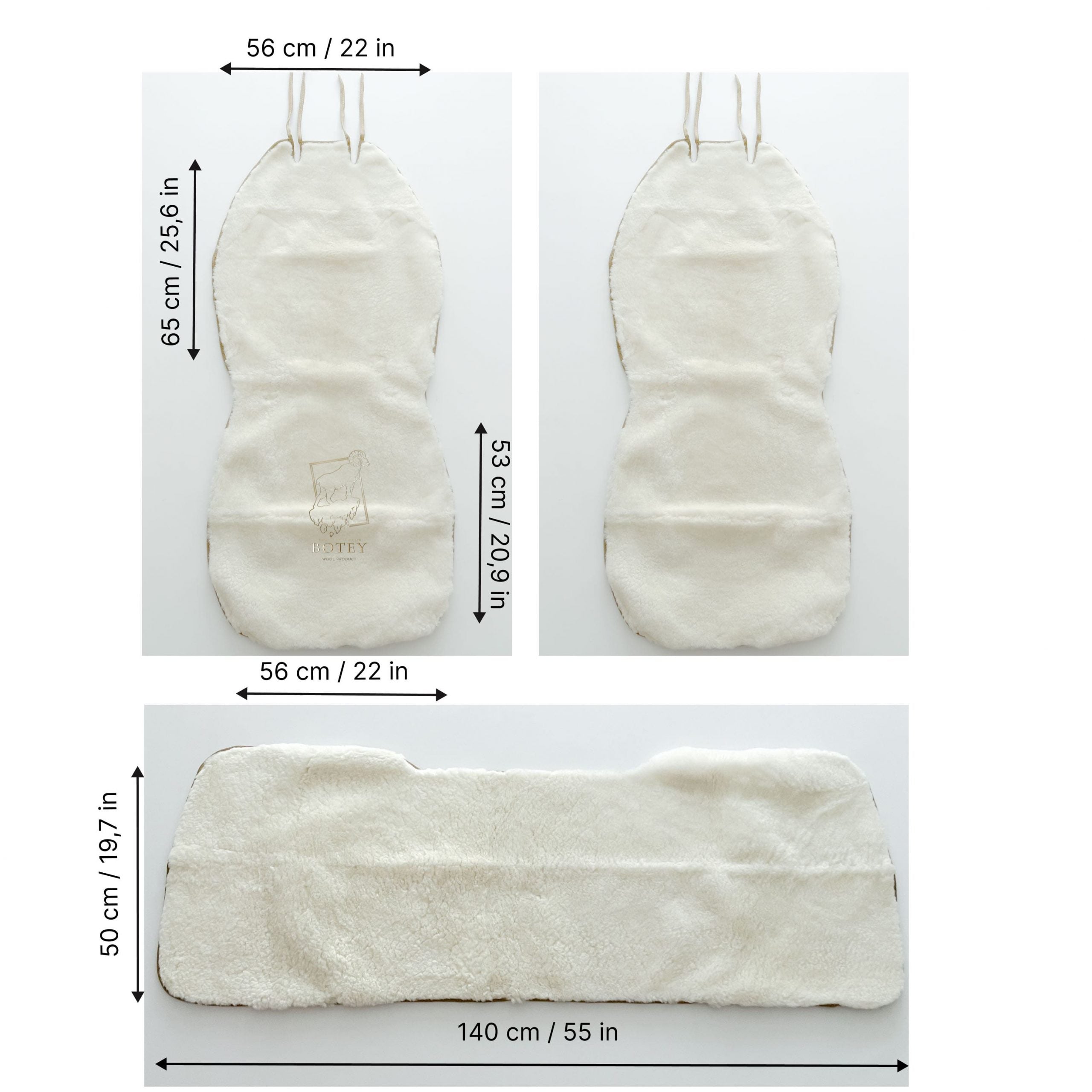 Maxi Sheepskin Car Seat Covers White (120×60 cm) – Natural Fur Universal Fit