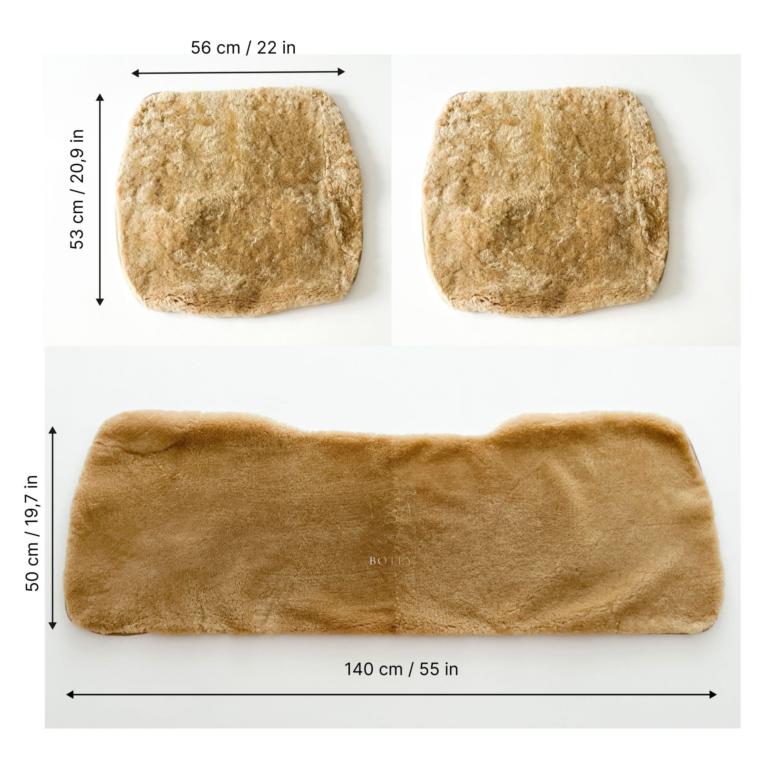 Beige Sheepskin Front Seat Covers – 100% Natural Universal Fit