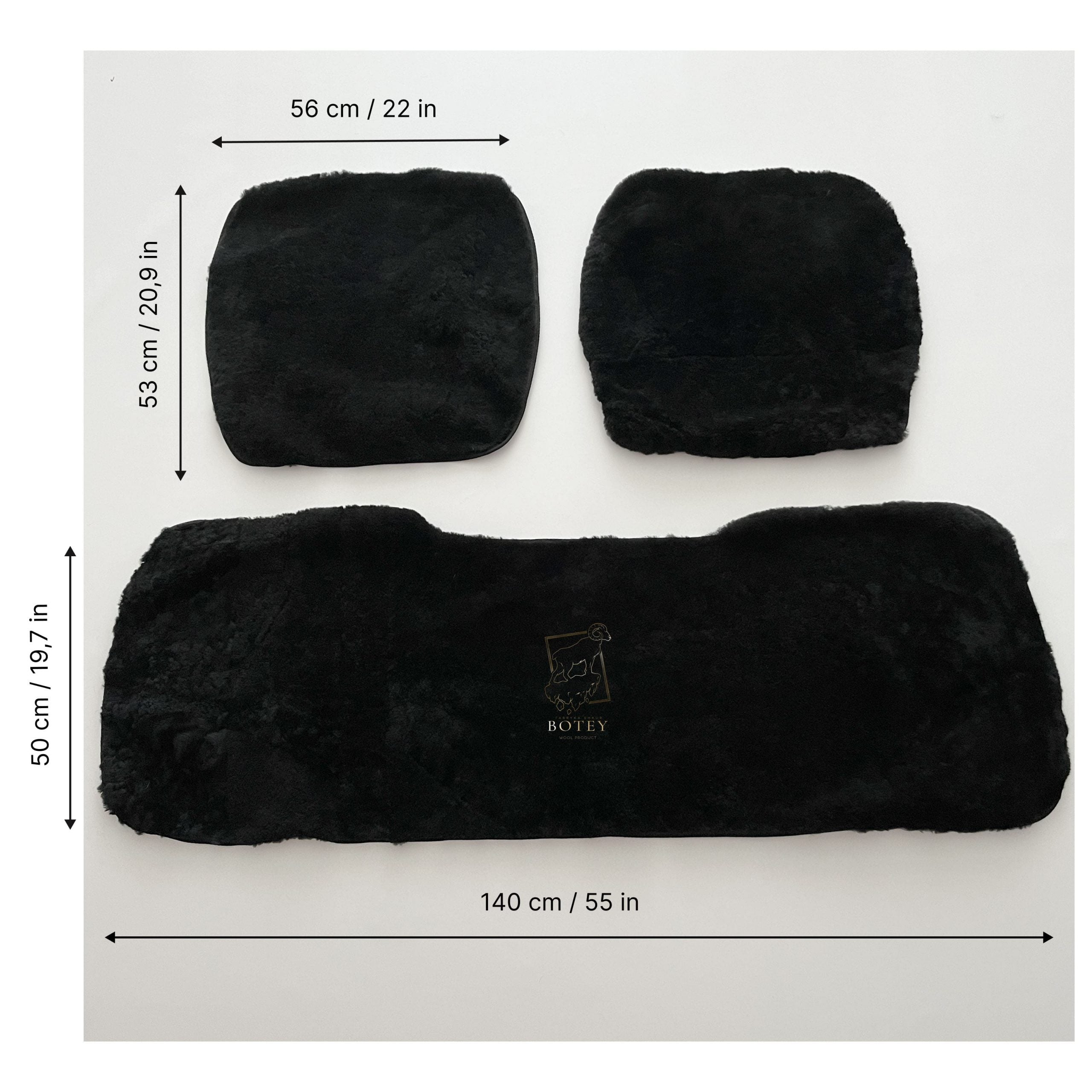 Black Sheepskin Front Seat Covers – 100% Natural Universal Fit