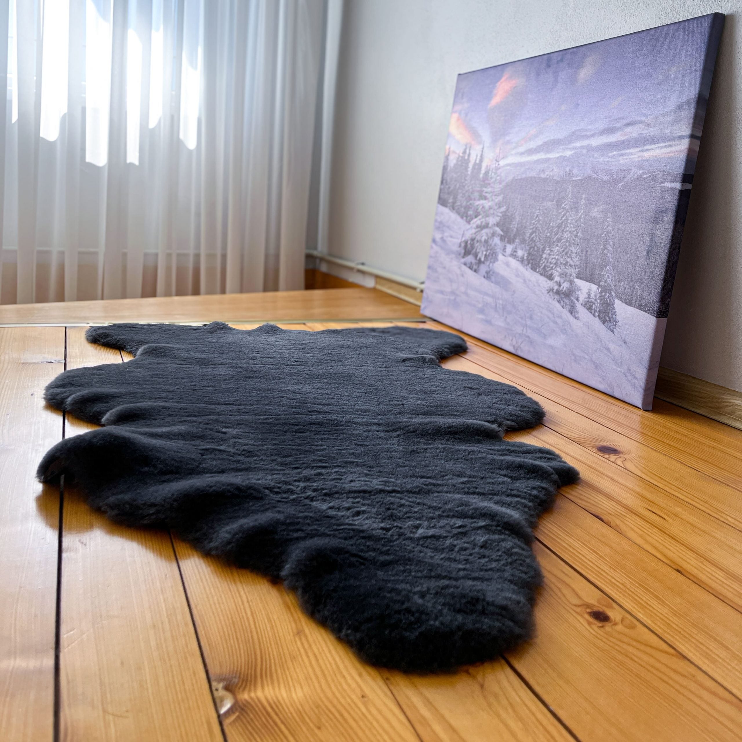 Grey Short Wool Sheepskin 110×60 cm – Natural Rug