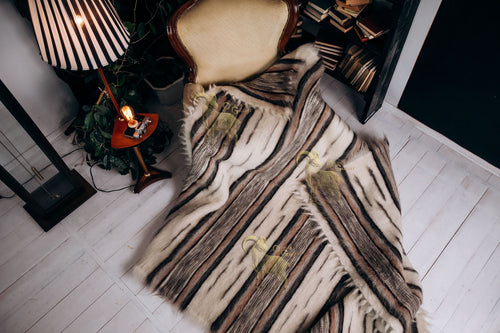 Carpathian Wool Blanket “Birch” 190×220 cm – Premium Handmade Natural Wool