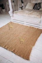 Carpathian Wool Blanket Solid Beige 150×200 cm – Premium Handmade Natural Wool