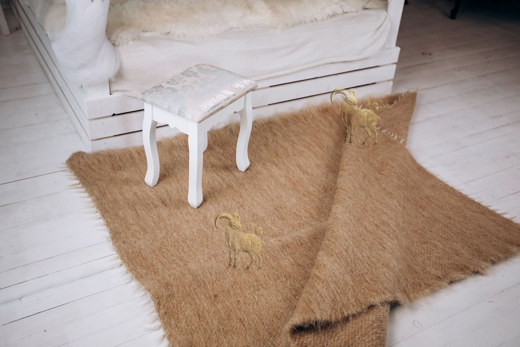 Carpathian Wool Blanket Solid Beige 150×200 cm – Premium Handmade Natural Wool