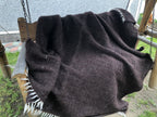 Carpathian Wool Blanket Solid Eggplant 150×210 cm – Premium Handmade Natural Wool