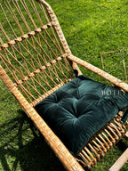 Emerald Velvet Chair Cushion 35×35 cm – Soft Seat Pad with Ties