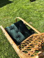 Emerald Velvet Chair Cushion 35×35 cm – Soft Seat Pad with Ties