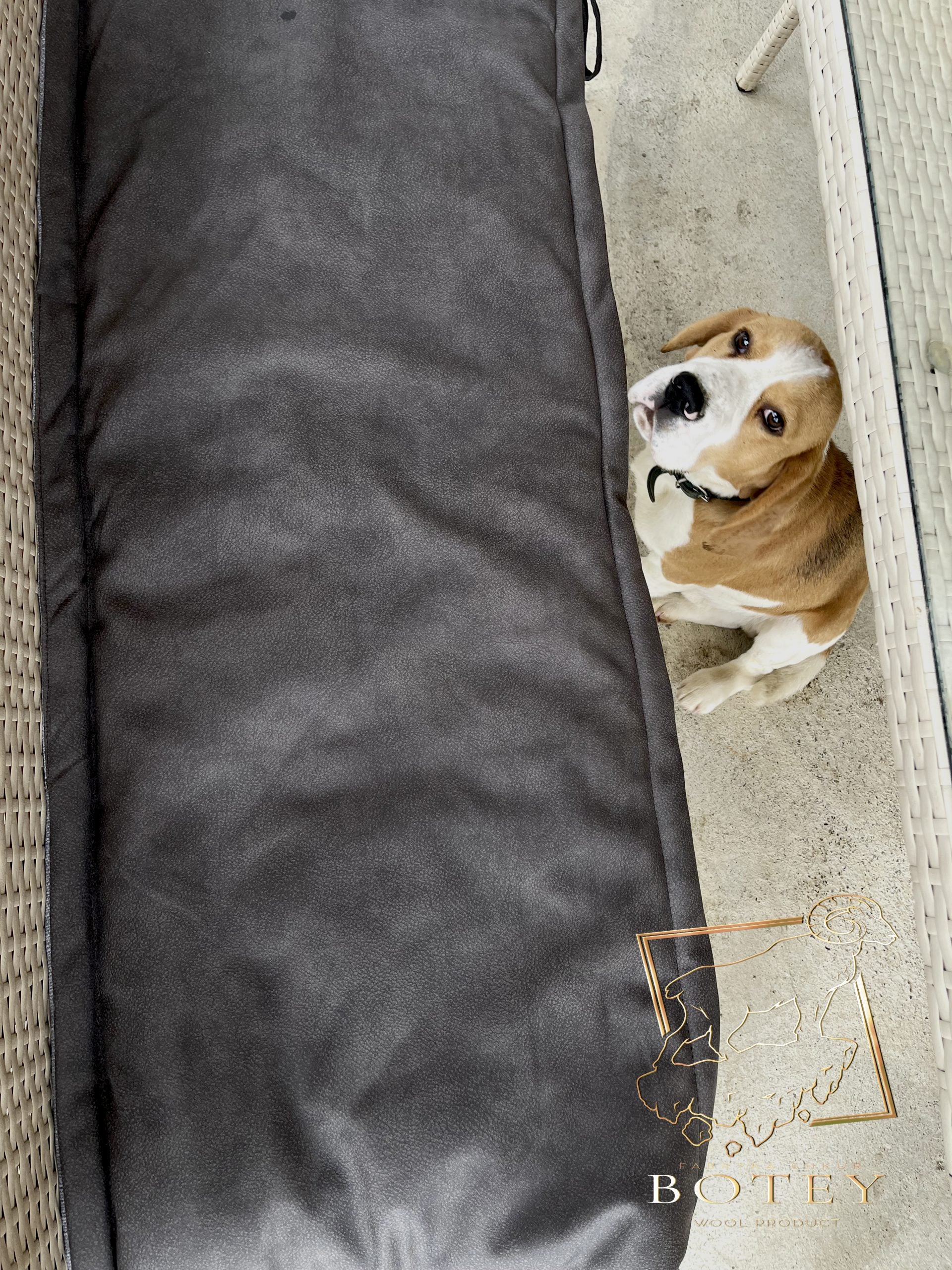Garden Furniture Cushion with Ties Brown/Grey 120×50 cm – Outdoor Seat Pad