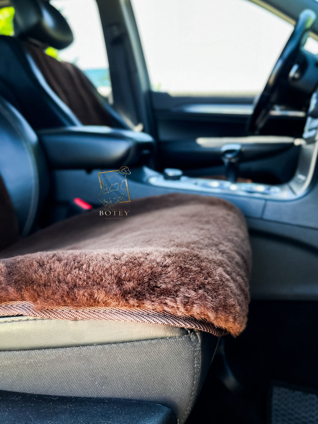 Mini Sheepskin Car Seat Covers Brown (120×56 cm) – Natural Fur Universal Fit