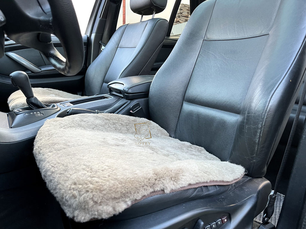 Coffee Sheepskin Front Seat Covers – 100% Natural Universal Fit