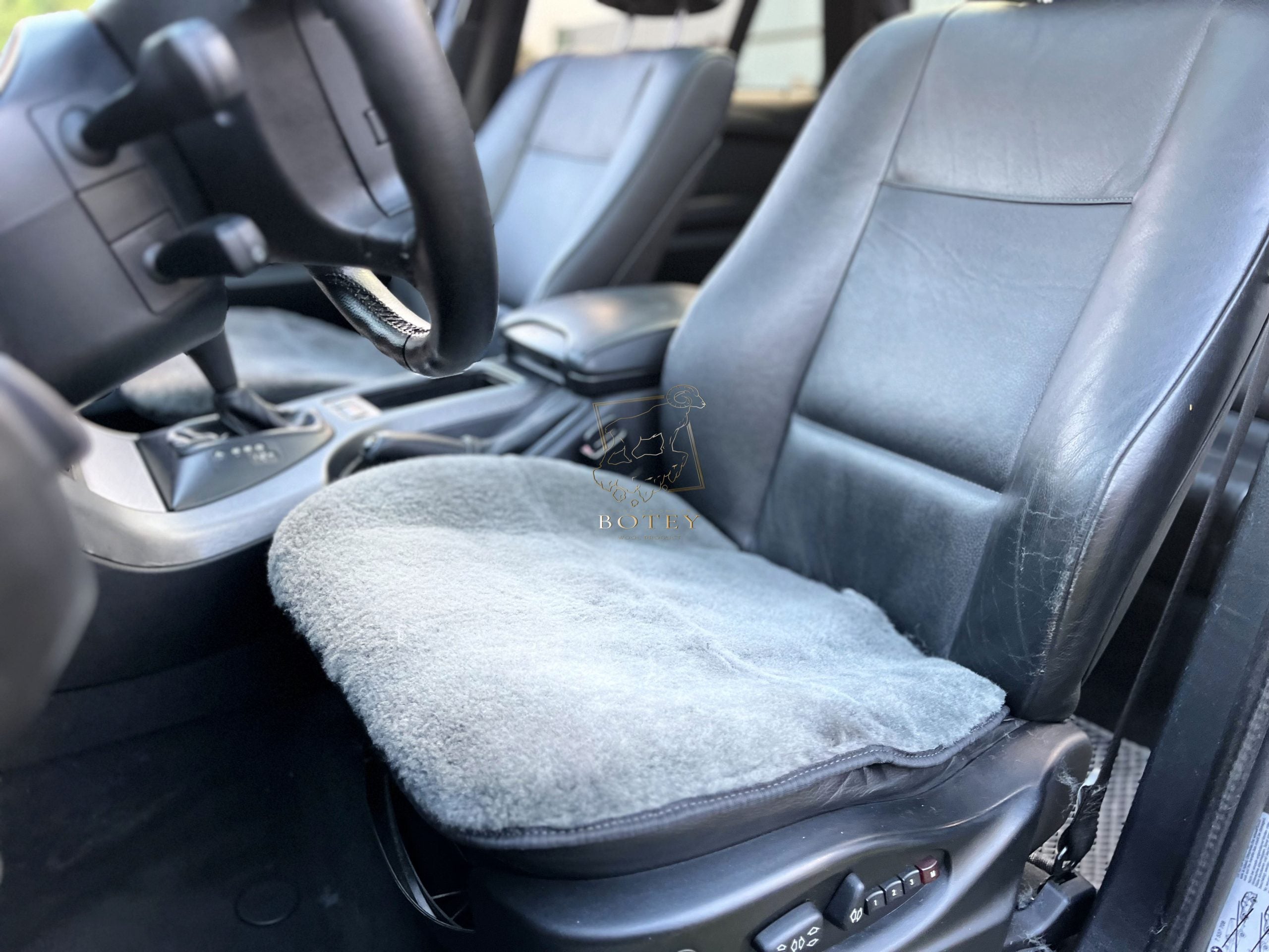 Graphite Sheepskin Front Seat Covers – 100% Natural Universal Fit