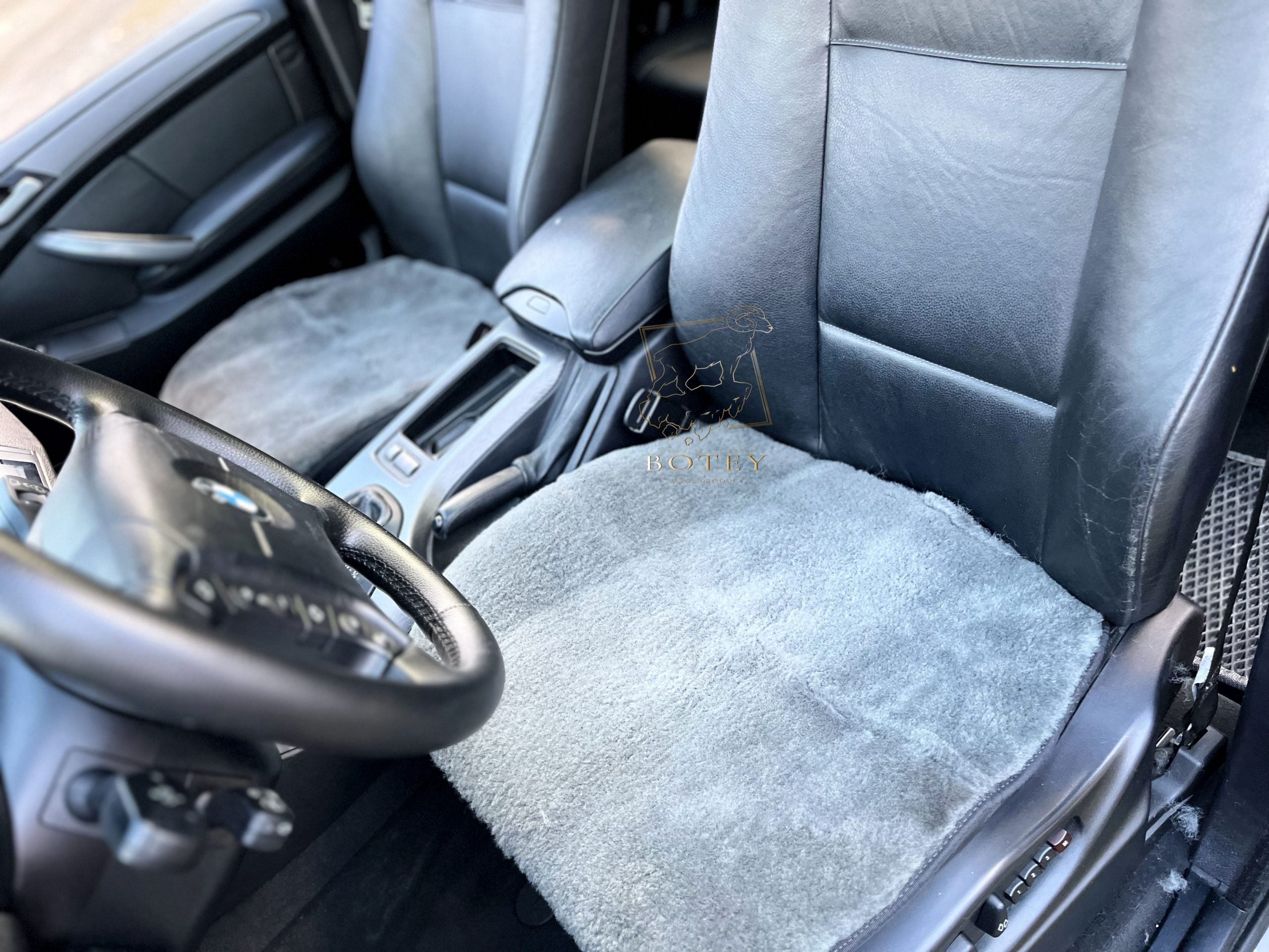 Graphite Sheepskin Front Seat Covers – 100% Natural Universal Fit