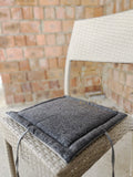 Double-Sided Chair Cushion 40×40 cm Grey – Square Seat Pad with Ties