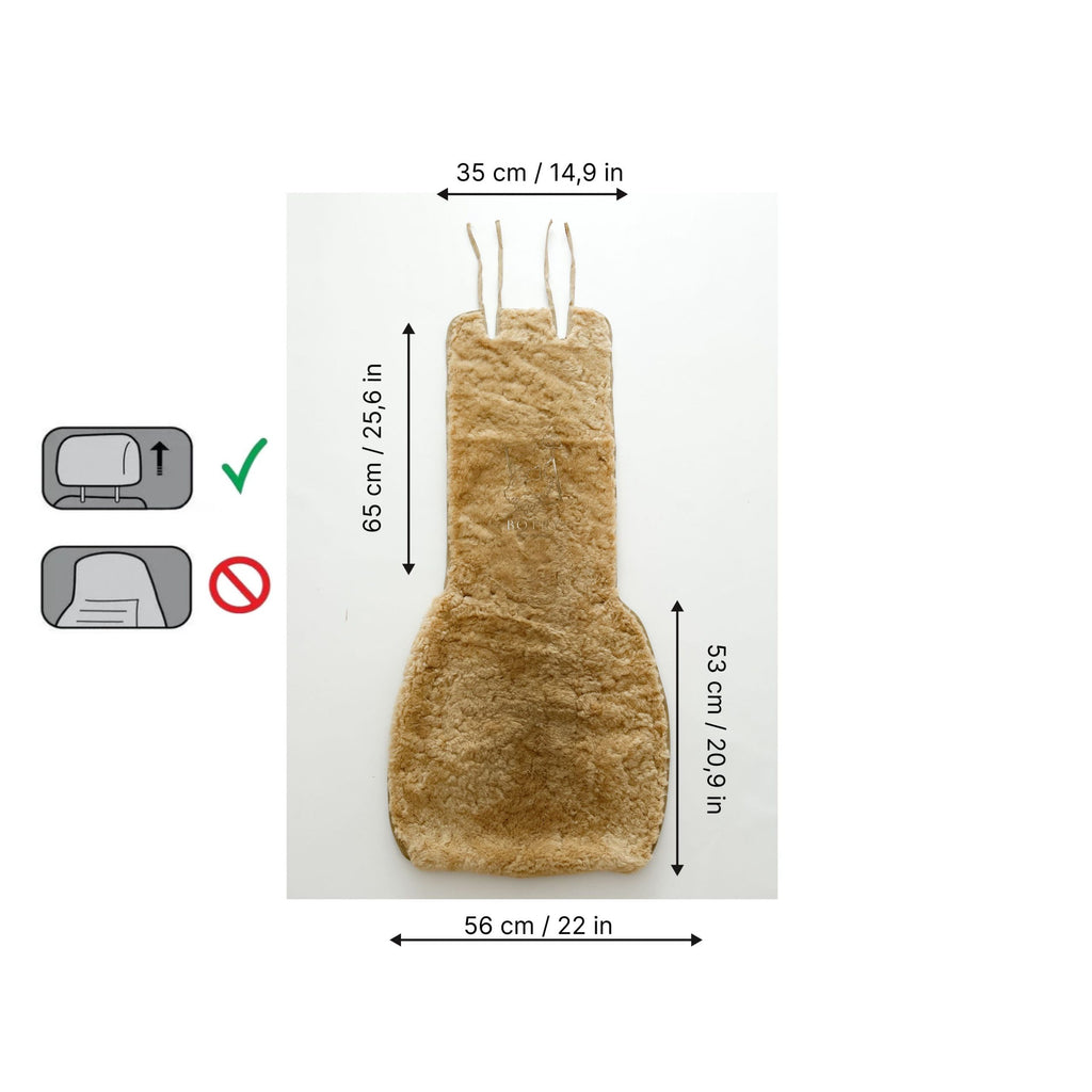 Mini Sheepskin Car Seat Covers Beige (120×56 cm) – Natural Fur Universal Fit