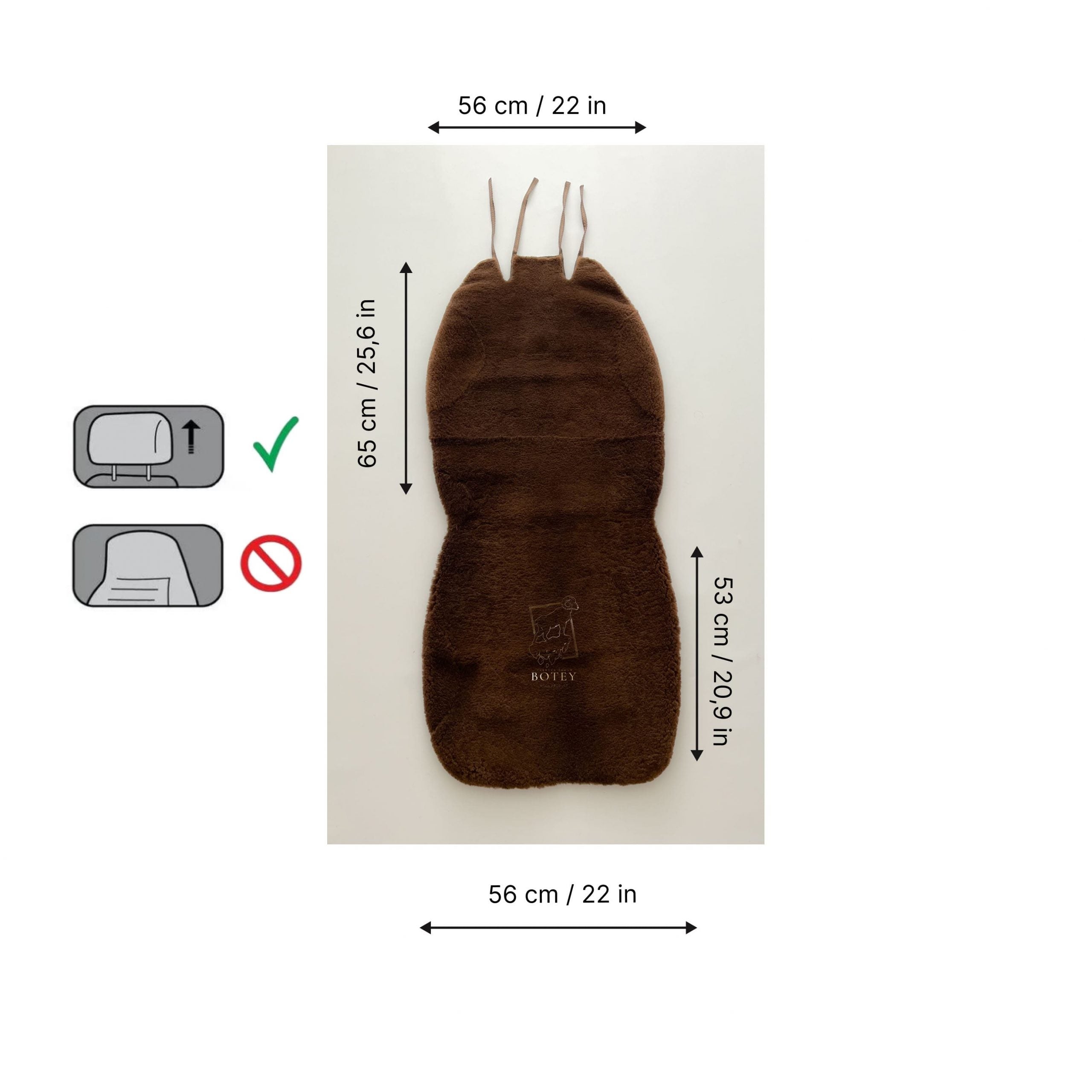 Maxi Sheepskin Car Seat Covers Brown (120×56cm) – Natural Fur Universal Fit