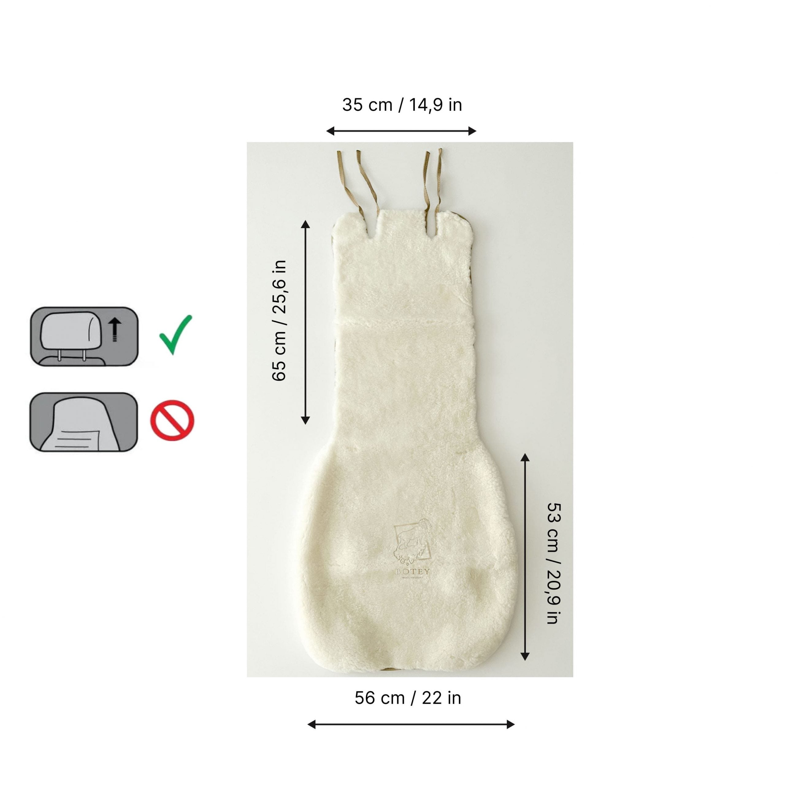 Mini Sheepskin Car Seat Covers White (120×56 cm) – Natural Fur Universal Fit