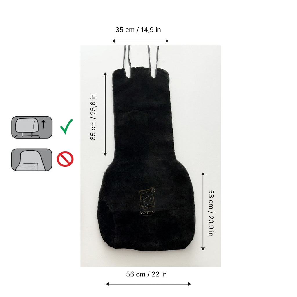 Mini Sheepskin Car Seat Covers Black (120×56 cm) – Natural Fur Universal Fit