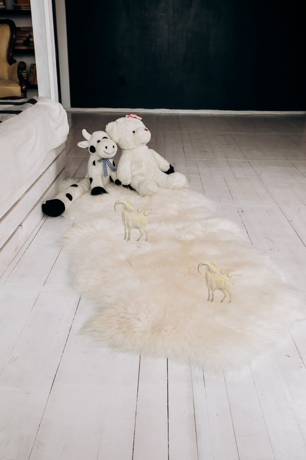 Sheepskin Rug 2-in-1 (200×70 cm) – Natural White Fur Carpet