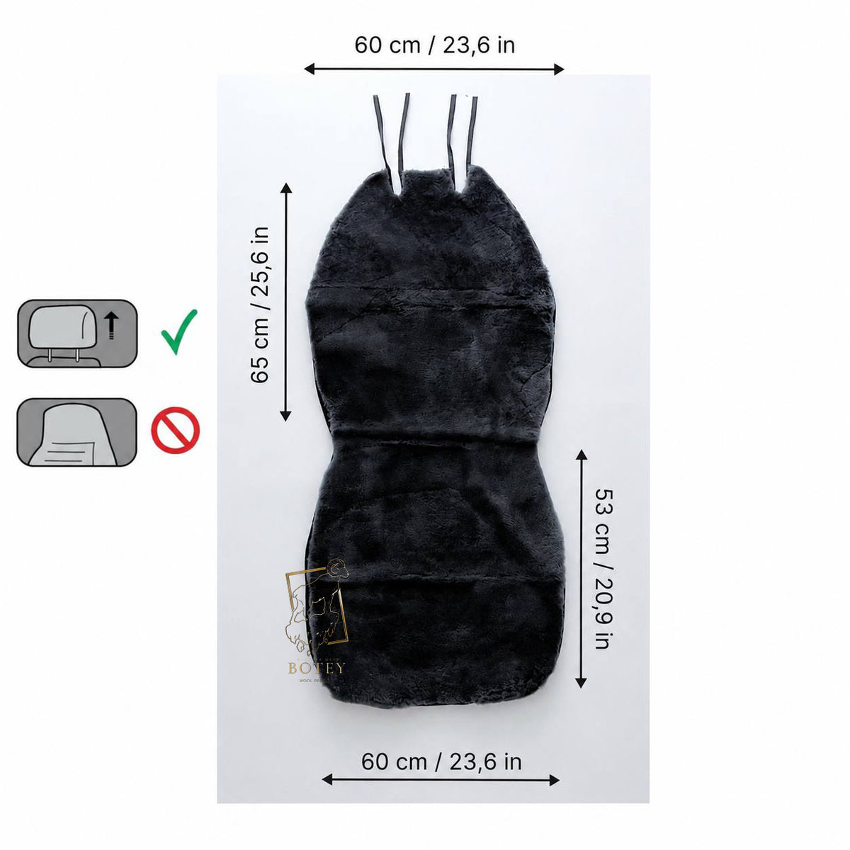 Maxi Sheepskin Car Seat Covers Grey (120×56 cm) – Natural Fur Universal Fit