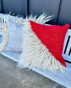 Decorative Wool Cushion “Red Kalyna” 45×45 cm – Handmade