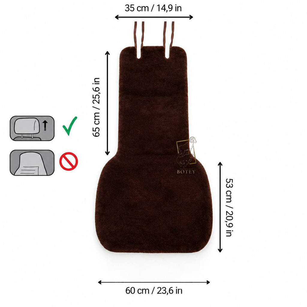 Mini Sheepskin Car Seat Covers Brown (118×60 cm) – Natural Fur Universal Fit
