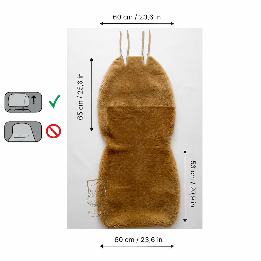 Maxi Sheepskin Car Seat Covers (120×60 cm) – Universal Natural Fur Beige