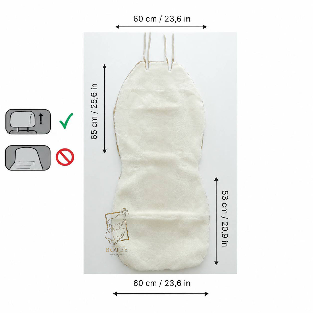 Maxi Sheepskin Car Seat Covers White (120×60 cm) – Natural Fur Universal Fit